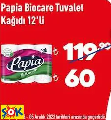 PAPİA BİOCARE TUVALET KAĞIDI 12'Lİ PAPİA BİOCARE TUVALET KAĞIDI 12'Lİ